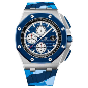 Audemars Piguet Royal Oak Offshore 26400 Super Clone Swiss Replica Watch | Exact 1:1 Swiss Clone Movement | Blue Navy Camouflage Rubber Strap