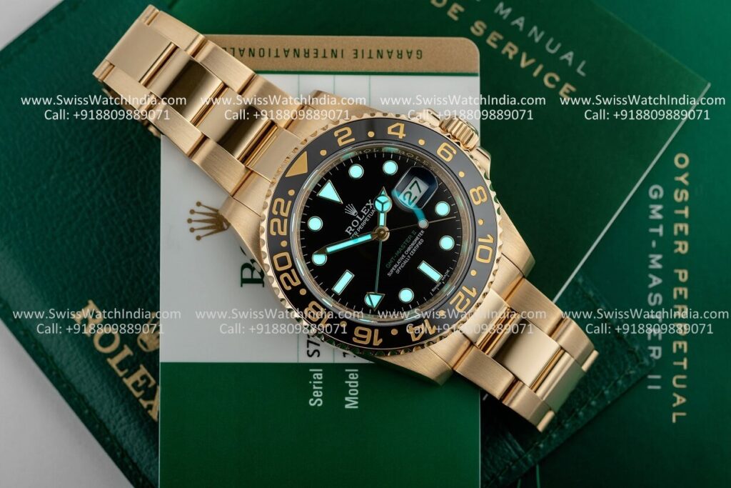 Rolex GMT Master II 18k Gold Swiss Replica Watch | 3186 Super Clone ...